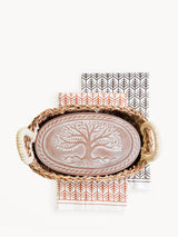 Bread Warmer & Basket Gift Set With Tea Towel - Tree of Life Oval