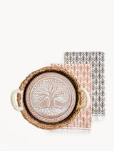 Bread Warmer & Basket Gift Set With Tea Towel - Tree of Life Round