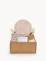 Bread Warmer & Basket Gift Set With Tea Towel - Plant Round