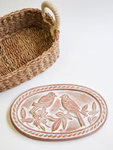 Bread Warmer & Basket Gift Set With Tea Towel - Lovebird Oval