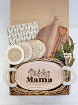 Bread Warmer Gift Box With Round Wooden Board and Spoon - Mom Oval