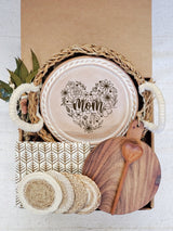 Bread Warmer Gift Box With Round Wooden Board and Spoon - Mom Round