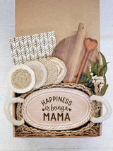 Bread Warmer Gift Box With Round Wooden Board and Spoon - Mom Oval