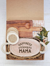 Bread Warmer Gift Box With Rectangular Wooden Board and Spoon - Mom Oval
