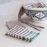 Green & Gray Stripe Organic Cotton Tea Towels – Set of 2