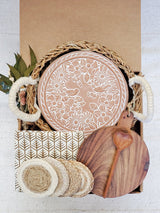 Bread Warmer Gift Box With Round Wooden Board and Spoon - Round