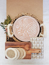 Bread Warmer Gift Box With Rectangular Wooden Board and Spoon - Round