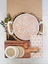 Bread Warmer Gift Box With Rectangular Wooden Board and Spoon - Round