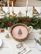 Bread Warmer Gift Box With Pot Holder and Tea Towel - Christmas Round