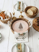 Bread Warmer Gift Box With Pot Holder and Tea Towel - Christmas Round