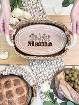 Bread Warmer & Basket Gift Set With Tea Towel - Mom Oval