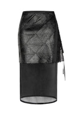 ENCOUNTER Double Layer Vegan Leather Skirt