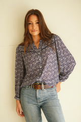 Anna Shirt in Navy Vines Print