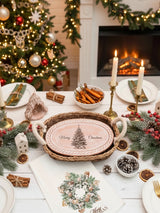 Bread Warmer & Basket Gift Set With Tea Towel - Christmas Tree Oval