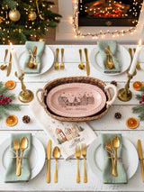 Bread Warmer & Basket - Christmas Village Oval