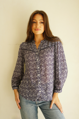 Anna Shirt in Navy Vines Print