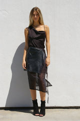 ENCOUNTER Double Layer Vegan Leather Skirt