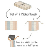 Red & Gray Kitchen Tea Towels – Cotton Set of 2