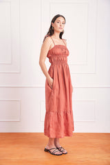 Emilia Midi Dress in Terracotta