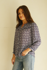 Anna Shirt in Navy Vines Print