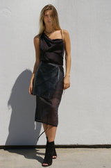 THALIA Draped Satin Blouse