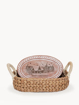 Bread Warmer & Basket - Christmas Village Oval