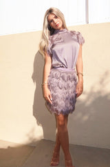 LEVI Lavender Haze Fringe Skirt
