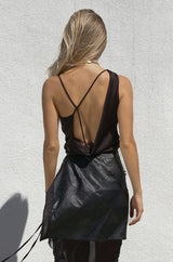 THALIA Draped Satin Blouse