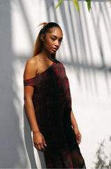 ELIZABETH Hi-Low Cold Shoulder Chocolate Blouse