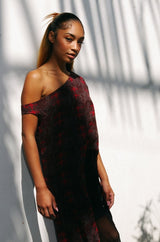 ELIZABETH Hi-Low Cold Shoulder Chocolate Blouse