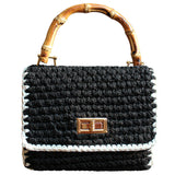 AIRMAIL Petite Crochet Handbag in Black & White