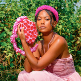 ARNOLDI Daisy Hand-Beaded Clutch, in Pink & Red