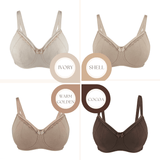 Ivory-Supportive Non-Wired Silk & Organic Cotton Full Cup Bra With Removable Paddings