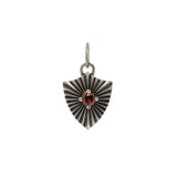Shield Necklace With Garnet (Large)  - Sterling Silver