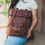 Adventurer Leather Rolltop Backpack