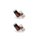 Debbie Baguette Garnet Stud Earring - Sterling Silver