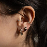 Debbie Baguette Garnet Stud Earring - Sterling Silver