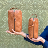 Woven Leather Makeup Bag