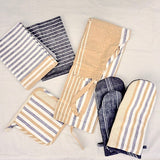 Gray With Yellow Stripes Kitchen Towels - Set of 2