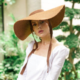 Lola Wide Brim Jute Straw Hat, in Havana Brown