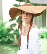Lola Wide Brim Jute Straw Hat, in Havana Brown