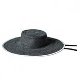 LOLO Wide-Brim Jute Boater Hat in Black