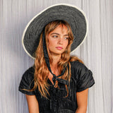LOLO Wide-Brim Jute Boater Hat in Black