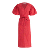 Meghan Gingham Hemp Midi Dress, in Scarlet Red