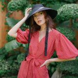Meghan Gingham Hemp Midi Dress, in Scarlet Red