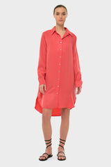 Coral AquaFlora Button Down Shirt Dress