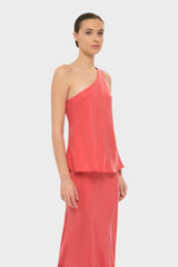 Coral AquaFlora Iris One Shoulder Top