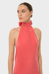 Coral AquaFlora Halter Neck Slip Dress