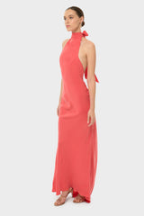 Coral AquaFlora Halter Neck Slip Dress