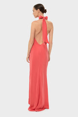 Coral AquaFlora Halter Neck Slip Dress